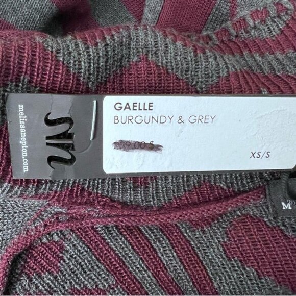 Melissa Nepton Burgundy Grey Cardigan Sweater Open Front Drape - Picture 10 of 12